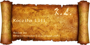 Kocziha Lili névjegykártya